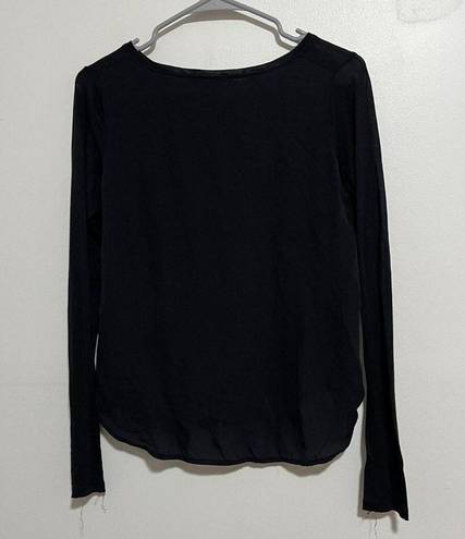 Vince  Black Modal and Silk Mixed Media Long Sleeve Top Size XS