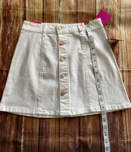 Celebrity Pink Women White A-Line Denim Skirt Buttons Front Size 1