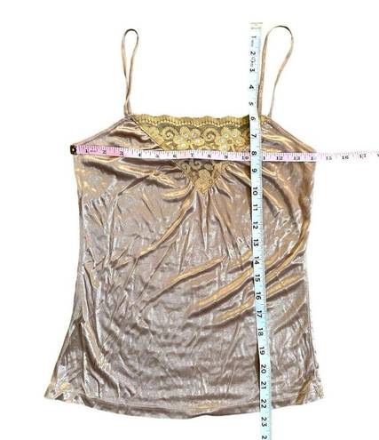 DKNY  Silky Lace Trimmed Camisole Size Small Gold with Sequins