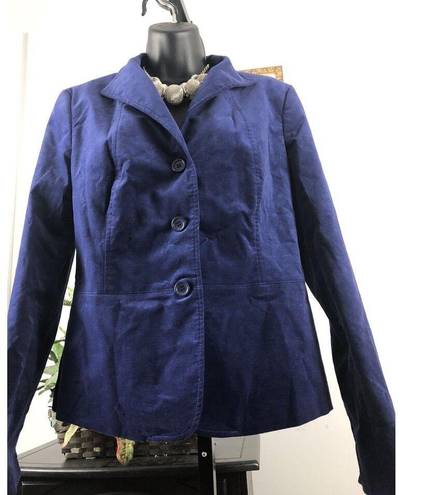 Talbots  Women’s 8 Blue Velvet Single Breasted Blazer Long Sleeve Lapel Collar