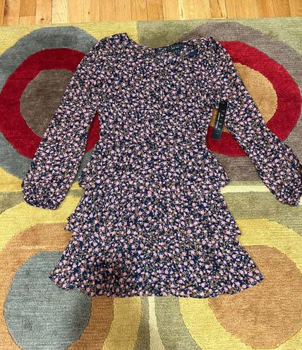 Trixxi NWT  Clothing Company Floral Print Long Sleeve Ruffle Dress Size Small