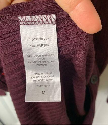 n:philanthropy N Philanthropy red burgundy ribbed button front Sia shirt size medium