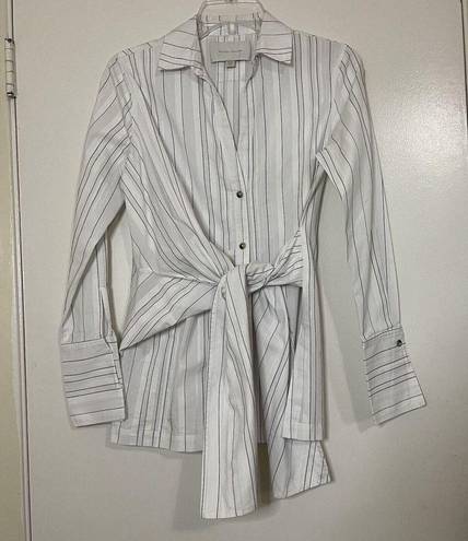 Brochu Walker  Striped White button down crewe wrap top size xs