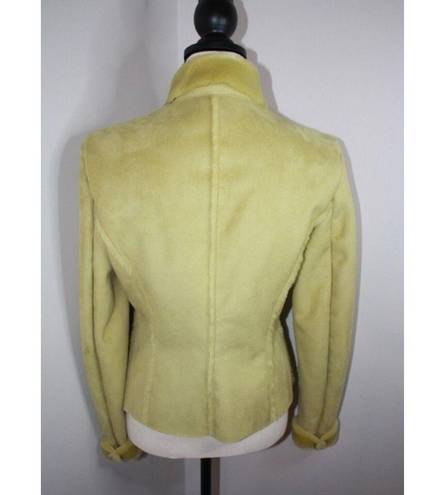 W By Worth  Faux Suede & Fur Trim Collared Green Women's Button Up Jacket Size 4