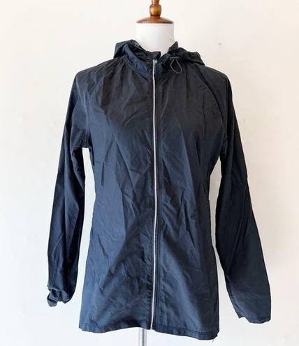 Champion  Black Zippered Hooded Windbreaker Rain Wind Running Jacket Size Small