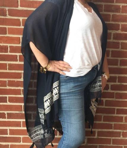 Torrid  Navy & White Tassel Boho Vibe Kimono