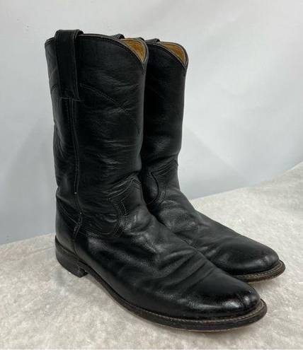 Justin Boots  Black leather Roper Size 6.5B vintage