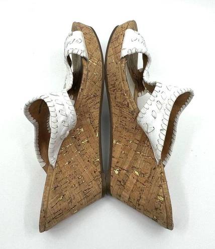 Jack Rogers  White Leather Cork Wedge Sandals Women's 7.5 US