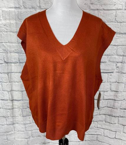 Terra & Sky women 3X 24W-26W sweater vest lightweight v-cut orange