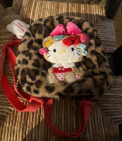 Sanrio Vintage Hello Kitty Black Mini Faux Fur Backpack  Plush Bag
