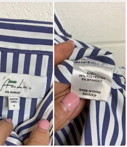 L'Academie L’academie Revolve Blue White Stripe Button Down Tank Tie Front Size Small