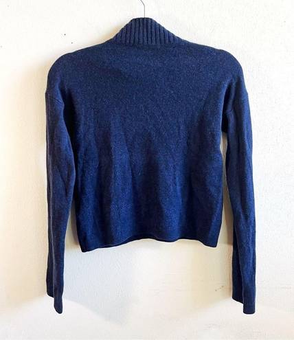 Everlane  Sweater Blue Heather Ink ReCashmere Button Mock Neck Sz XS GUC Preppy