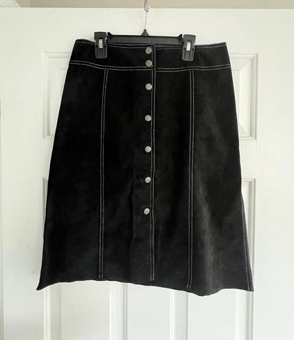 Theory Vintage Suede Black Button Skirt