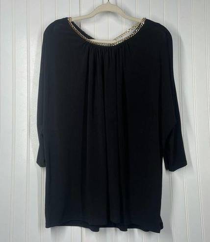 Carmen Marc Valvo  Women’s 3/4 Sleeve Open Shoulder Chain Accent Blouse Size 2X