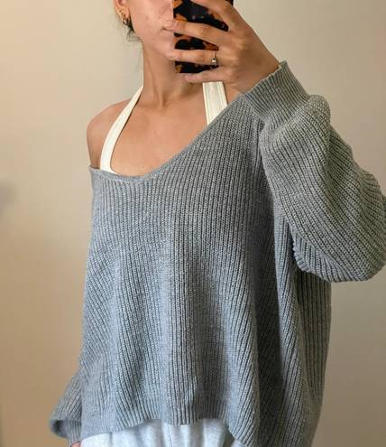 White Fox Boutique Gray Knit Oversized Sweater