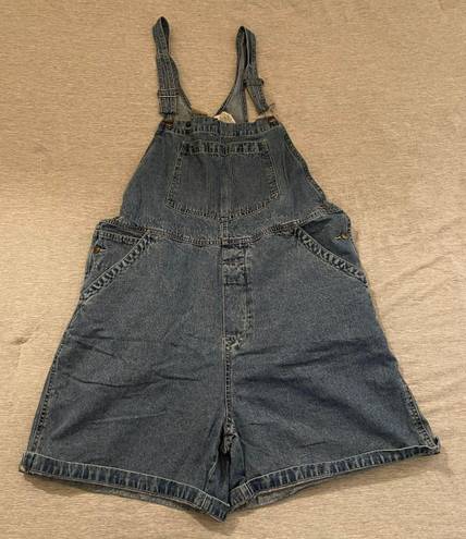 Plus Size Vintage Overall Shorts Blue