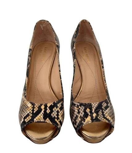 Kate Spade  Snake Print Leather Peeptoe Heels Size 6