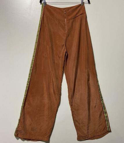 Tribe Kelley  Staff Bells Rust Orange Flare Pants with Green Stripe Size Large