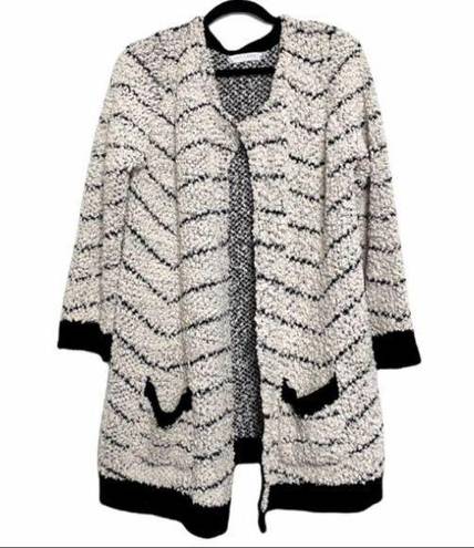 Solitaire  White & Black Open Front Cardigan