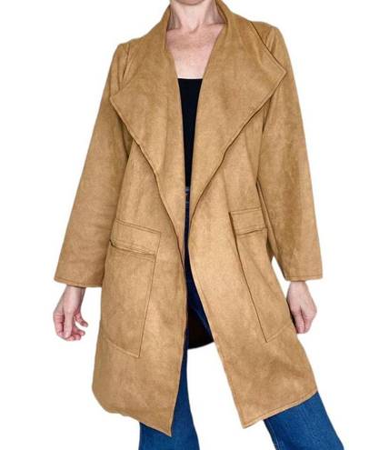 Coco + Carmen Light Brown Faux Suede Bohemian Open Cardigan