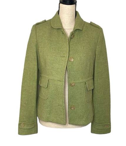 Banana Republic  Spring Green Fitted Button Front Tweed Pea Coat Jacket sz Small