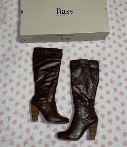 Bordeaux Bass Shoes Bass  Brown Knee High Heel Boots Size 7