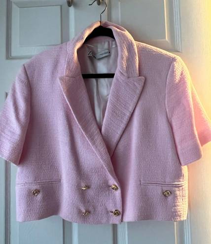 ZARA Pink Tweed Blazer Size XL