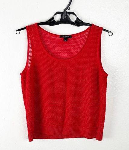 St. John  Red Wool Blend Open Knit Tank Top, Size Large