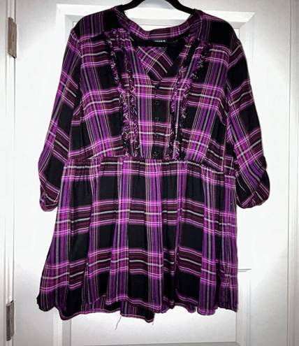 Torrid Plaid Print Peplum Tunic Top