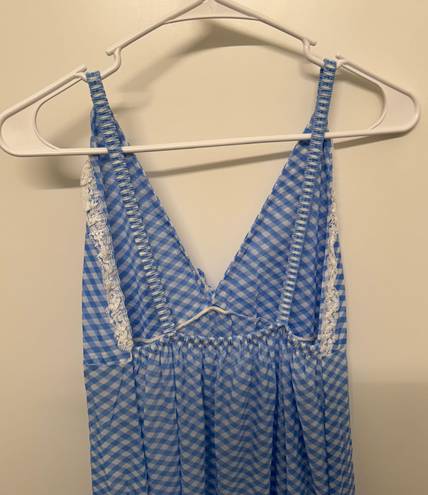 Vintage Blue Checkered Night Down Slip