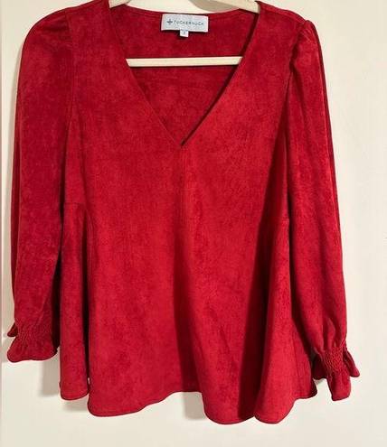 Tuckernuck  Easton suede blouse in burgundy red color