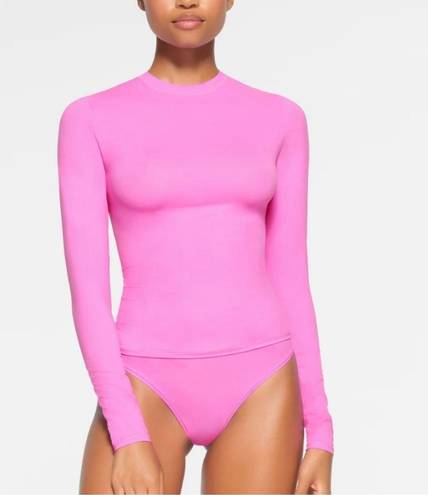 SKIMS Fit Everybody Long sleeve T-shirt Pink - $46 (17% Off Retail