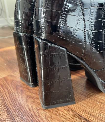 Azalea Wang High Heeled Black Croc Boots