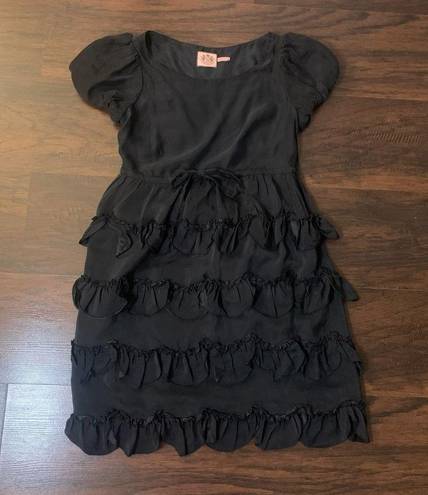 Juicy Couture  black ruffle short sleeve a-line dress size 0