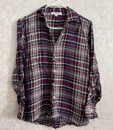 Harper  women's extra small plaid button down top