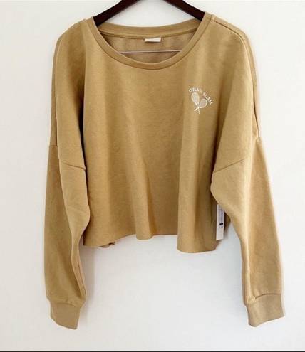 Abound NWT  Tan Cropped Graphic Pullover “Grand Slam” Sweatshirt Sz 3X