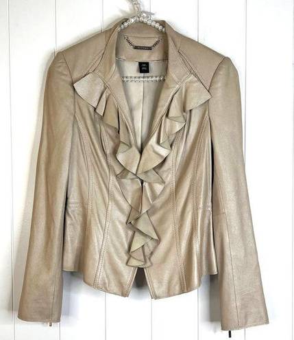 White House | Black Market  Champagne Color 100% Leather Jacket SZ XS