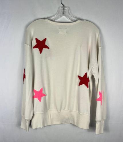 Lou & grey Lou & Gray Cream Terrycloth Pink & Red Star Print Pullover Sweater Top