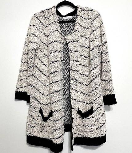 Solitaire  White & Black Open Front Cardigan