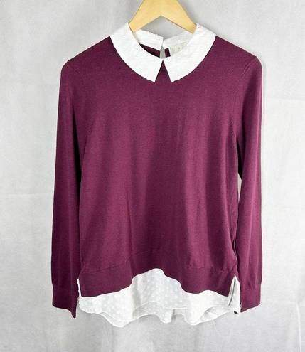 Ted Baker  Ohlin Mixed Media Layered Look Oxblood Sweater Size US 8