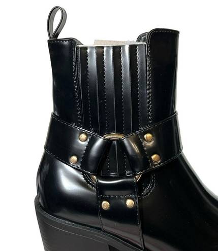 Shoedazzle  Enslee Ankle Boots Western Bootie Boho Black Hippie Harness