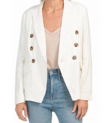 Magaschoni  NWT 100% Linen baby blue double breasted blazer - XS ($228 retail)