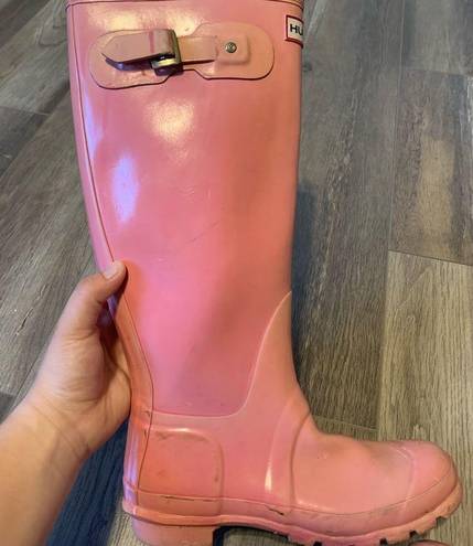 Hunter Bubblegum Pink  Boots Original Nebula Tall Rain Boots in Rhythmic Pink