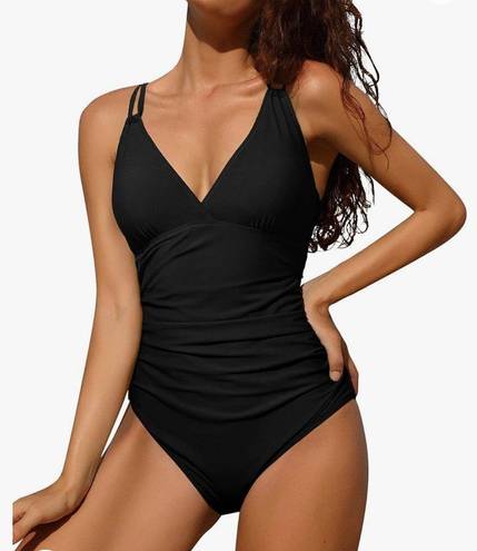 One Piece Charmo Tummy Control  Swimsuits for Women Ruched Bathing Suits Strappy V Neck Monokini