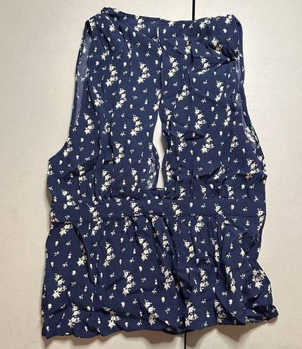 L'Academie L’Academie blue floral peplum tank small