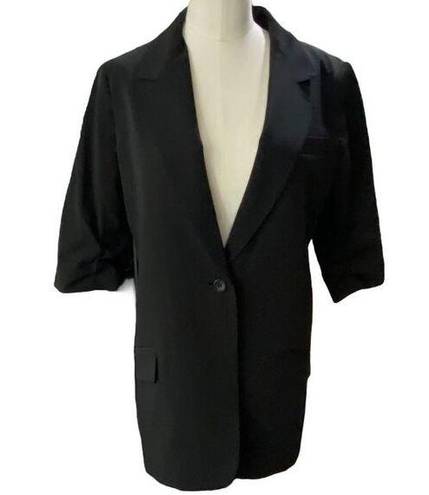 Elizabeth and James  Black One Button Notch Collar 3/4 Sleeve Blazer Jacket