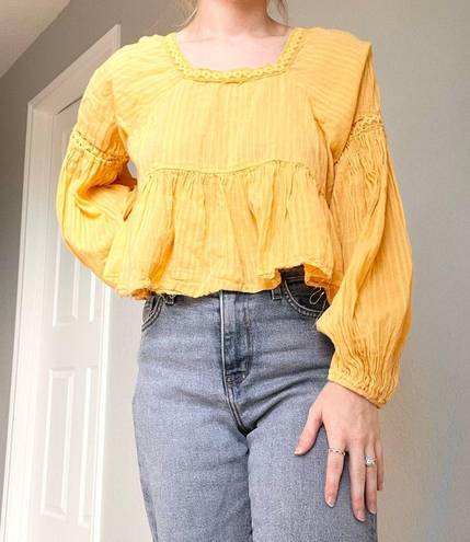 Bohme  Yellow Cropped Peplum Blouse