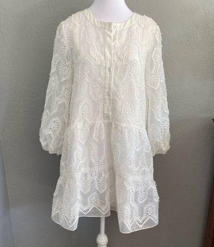 Shoshanna Dress Talia White Organza lace Mini Babydoll Dress Bridal Ethereal 10