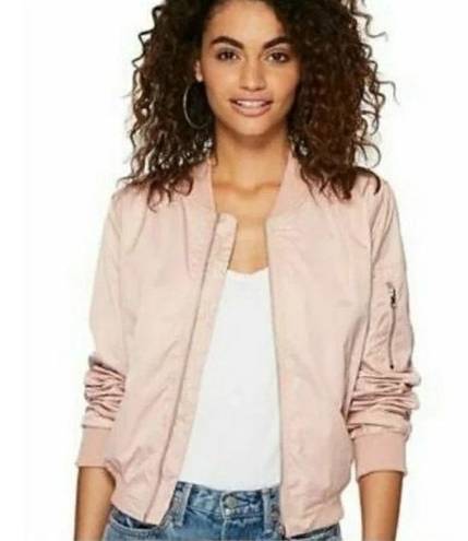 Bishop and Young  Satin Bomber Jacket in Dusty Rose