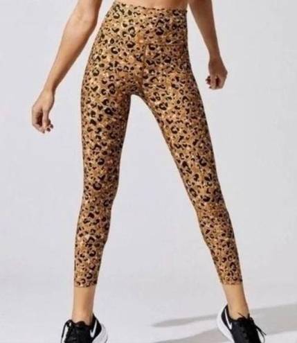 Carbon 38  Womens Printed High Rise Layered Gold Leopard 7/8 Leggings Size Small